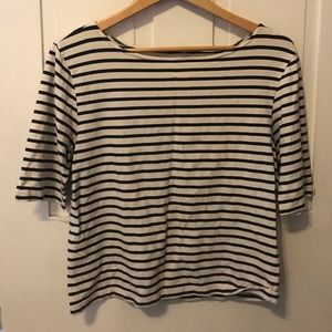 Vintage wide boat neck 3/4 sleeve striped shirt